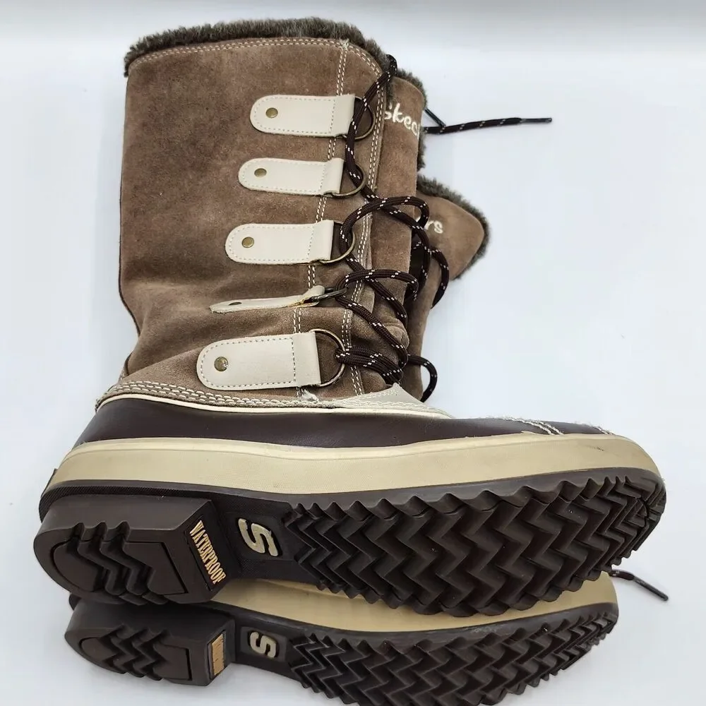 Skechers Womens Highlanders Brown Suede Upper Thinsulate Winter Boots Size 7 NEW